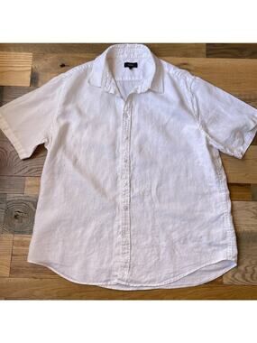 Quince 100% Linen Button Up Shirt Mens XL White Short Sleeve Casual